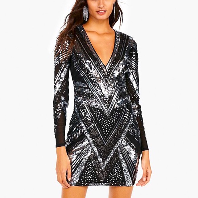 Patterned Sequin Dress